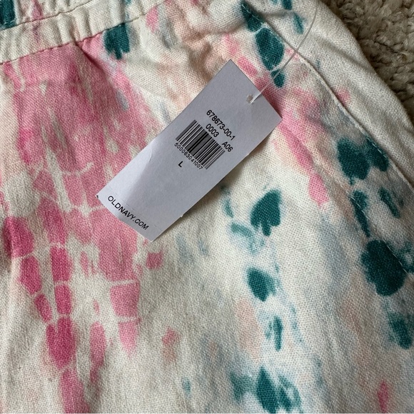 NWT Old Navy High Rise Linen Pink Tie Dye Shorts Size L - Picture 10 of 12